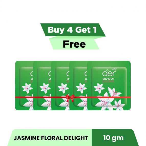 (Buy 4 Get 1Free)Aer Power Pocket Bathroom Fragrance Jasmine Floral Delight 10g