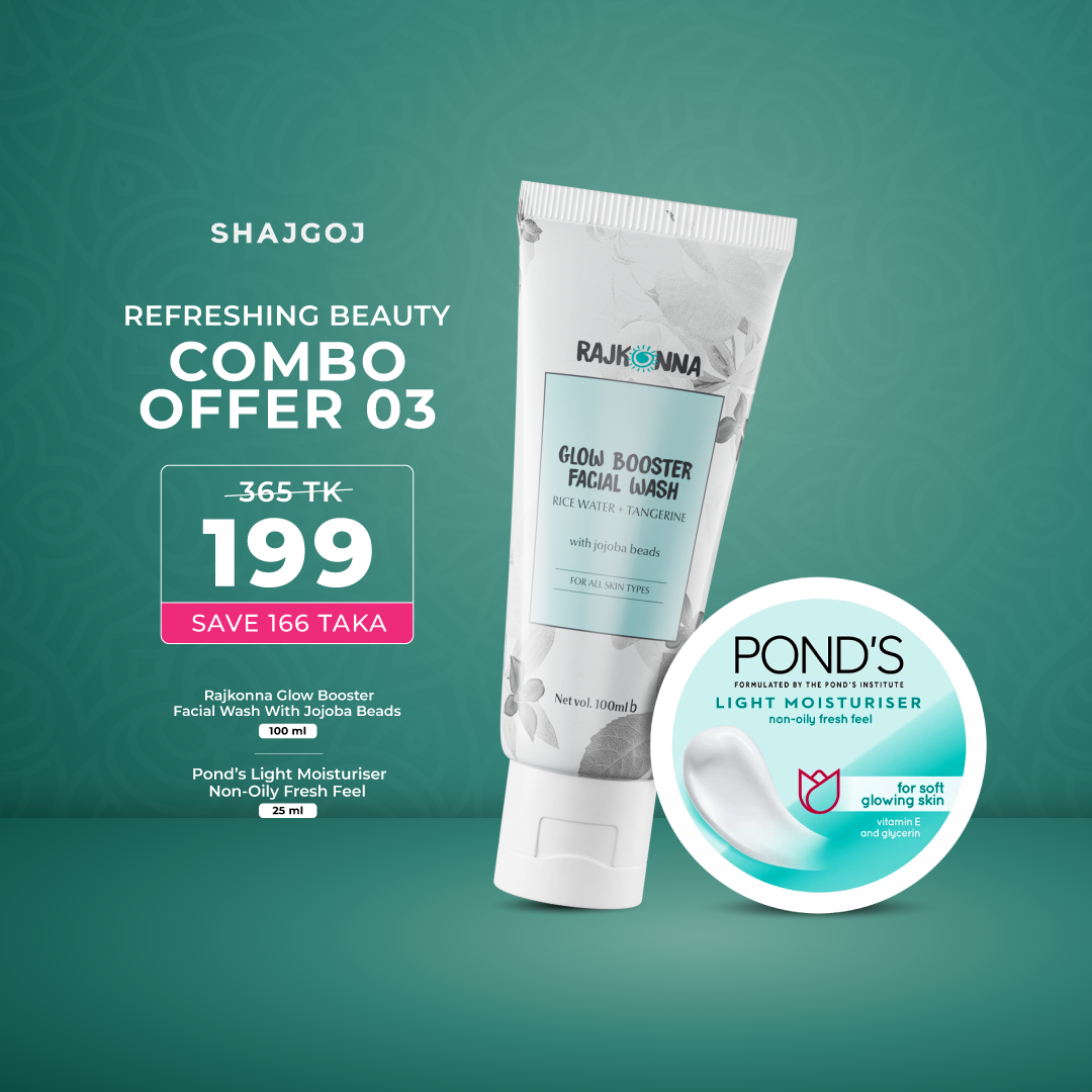 Refreshing Beauty COMBO Offer 03 (Rajkonna Glow Booster Facial Wash With Jojoba Beads + Pond’s Light Moisturiser Non-Oily Fresh Feel)
